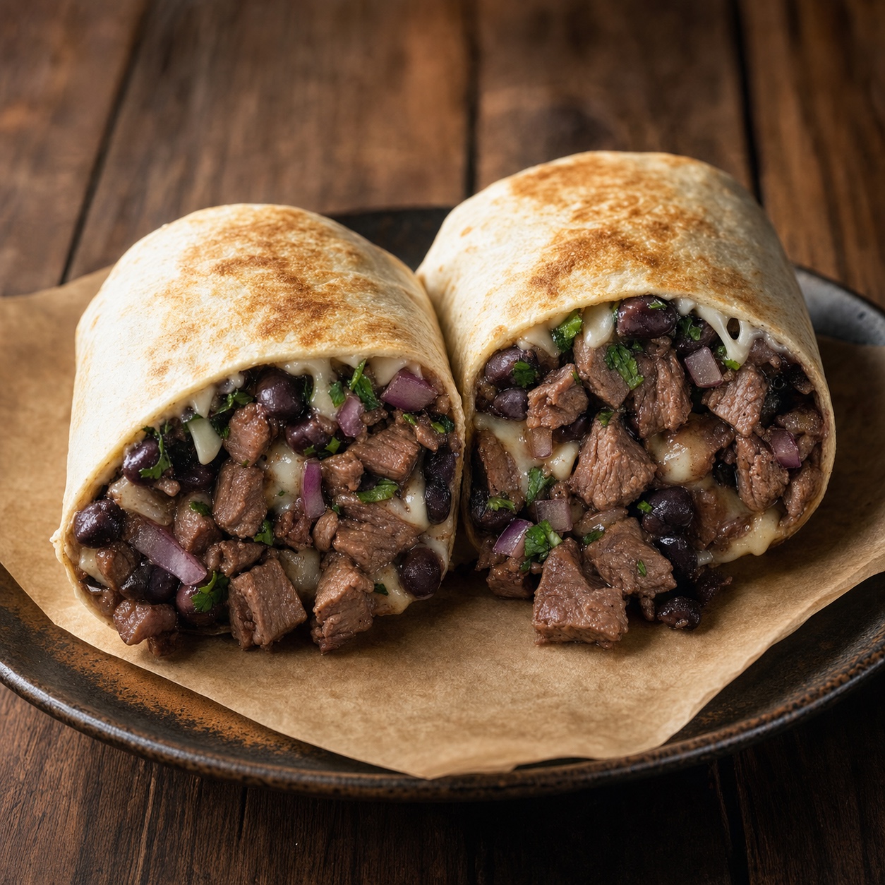 Burrito sliced open